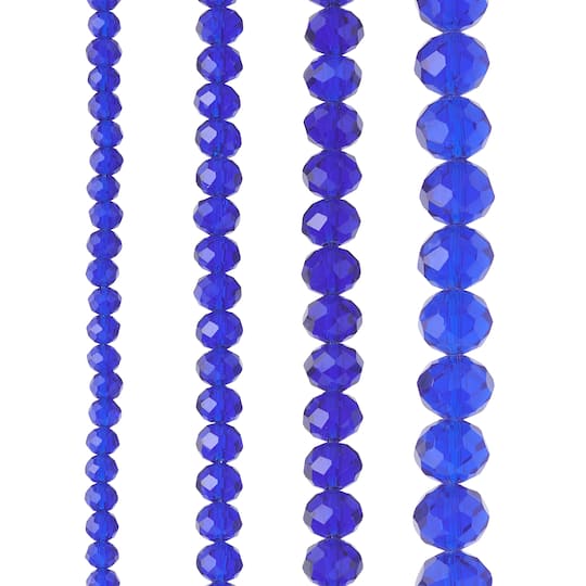 Blue Faceted Glass Rondelle Beads by Bead Landing&#x2122;